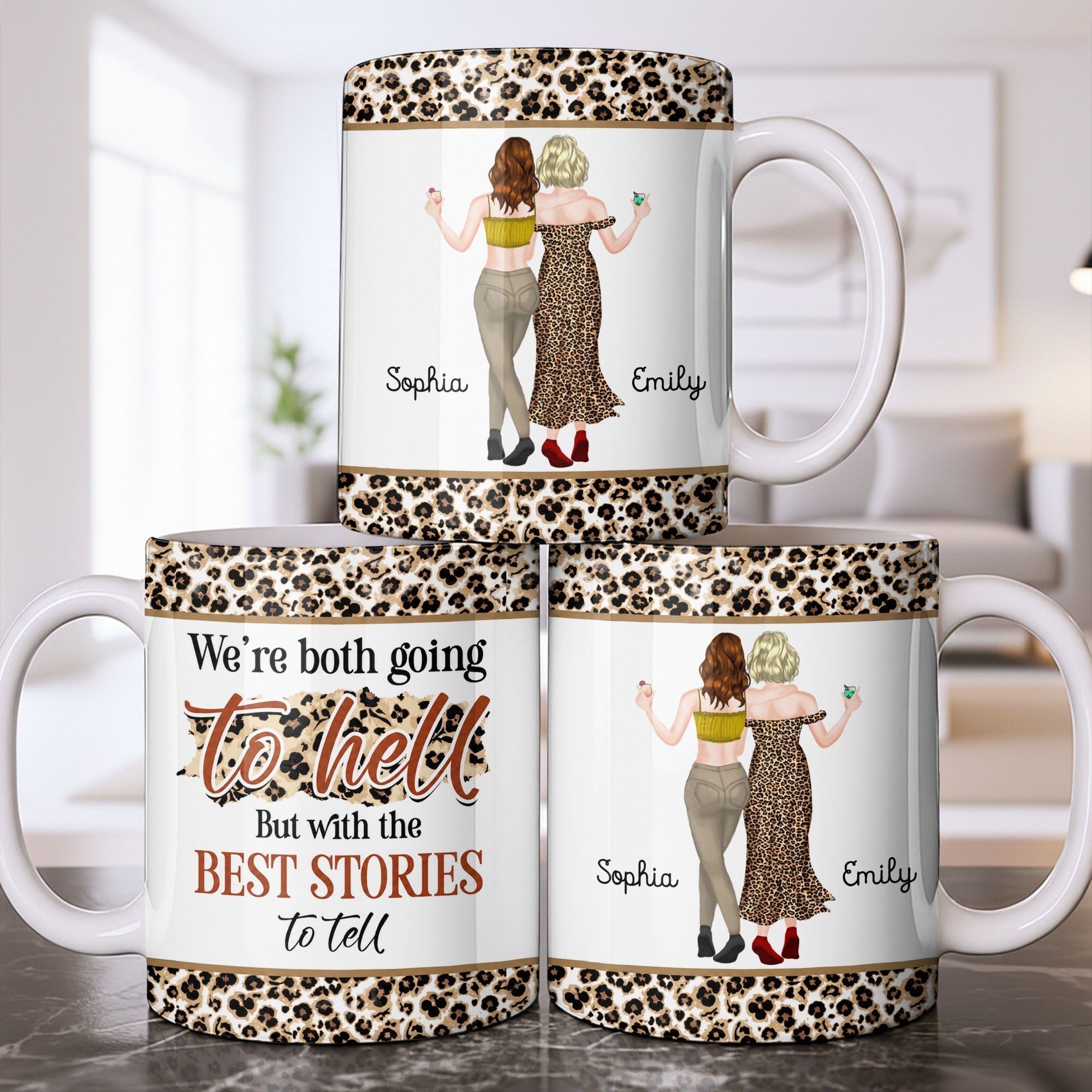 Personalized Leopard Pattern Coffee Mug Best Friend Gift