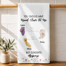 Load image into Gallery viewer, Personalized Floral States Map Kitchen Towel Gift for Best Friend
