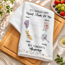 Load image into Gallery viewer, Personalized Floral States Map Kitchen Towel Gift for Best Friend
