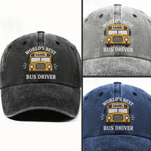 Load image into Gallery viewer, Personalized Washed Denim Cap Custom Name Gift for Bus Driver
