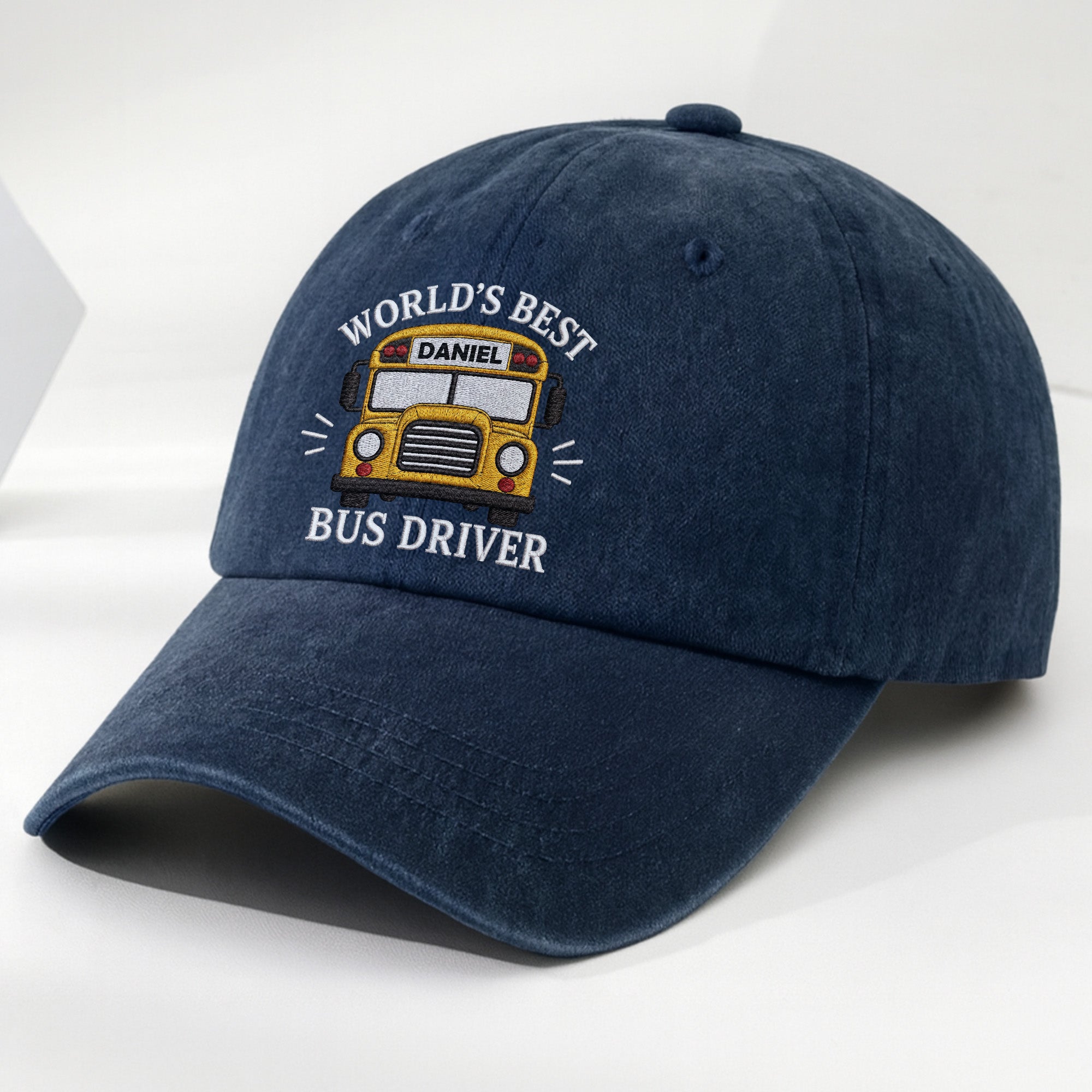 Personalized Washed Denim Cap Custom Name Gift for Bus Driver