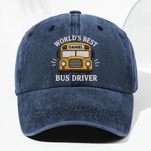 Load image into Gallery viewer, Personalized Washed Denim Cap Custom Name Gift for Bus Driver
