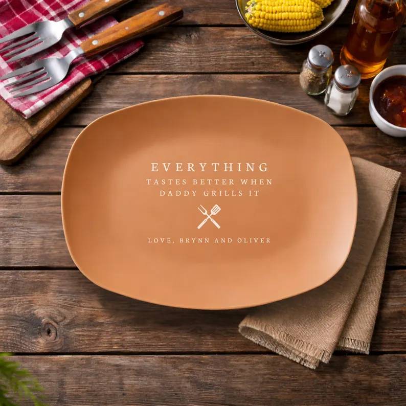 Personalized Grilling Platter Custom BBQ Tray Gift for Dad