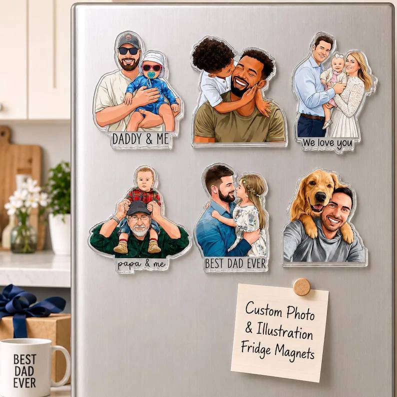 Personalized Acrylic Fridge Magnet Custom Photo Gift for Dad