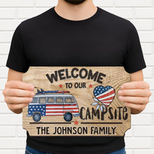 Load image into Gallery viewer, Personalized Wooden Camper Van Sign Custom Family Heart Gift

