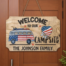 Load image into Gallery viewer, Personalized Wooden Camper Van Sign Custom Family Heart Gift
