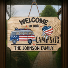 Load image into Gallery viewer, Personalized Wooden Camper Van Sign Custom Family Heart Gift
