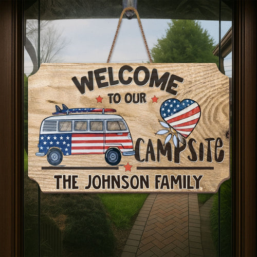 Personalized Wooden Camper Van Sign Custom Family Heart Gift