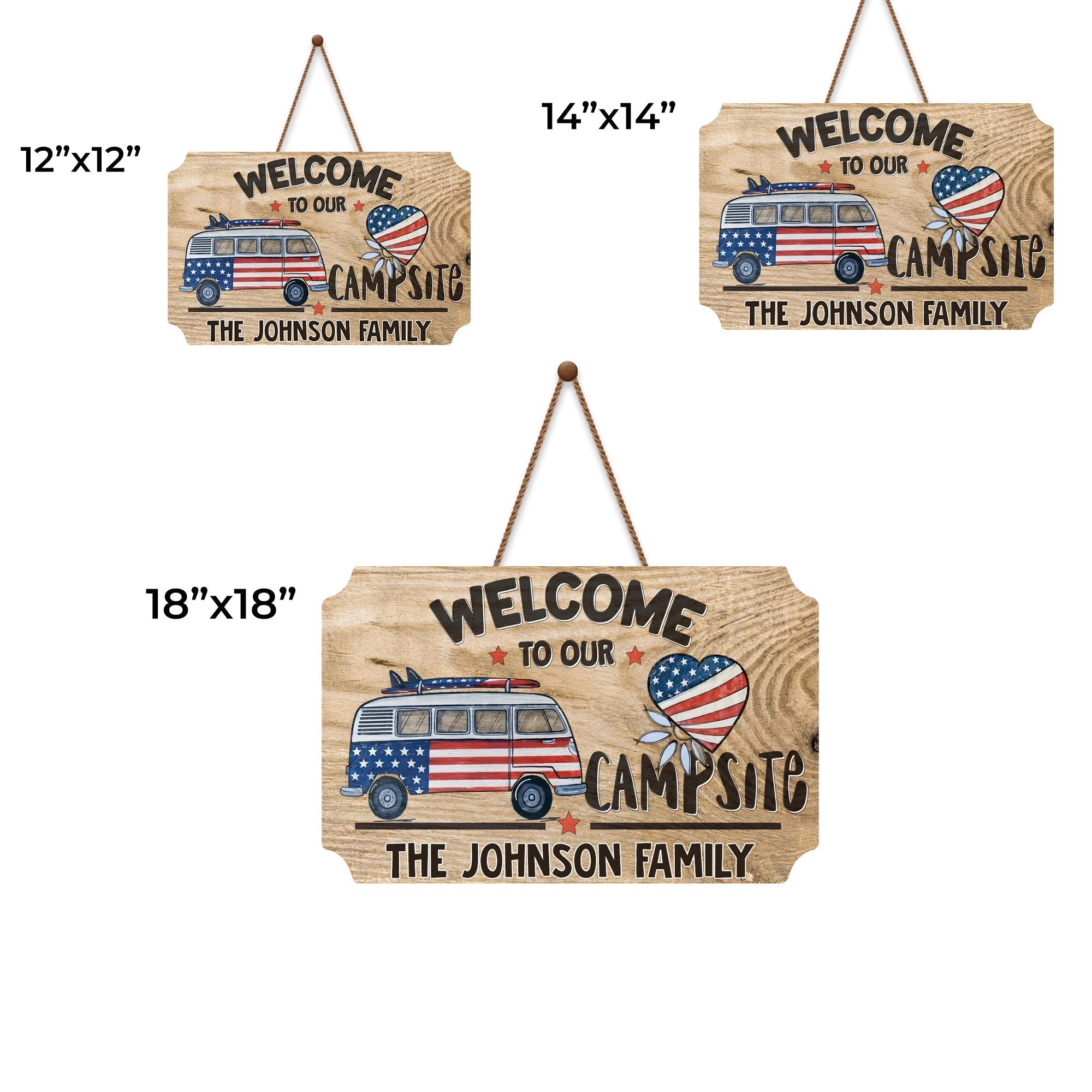Personalized Wooden Camper Van Sign Custom Family Heart Gift