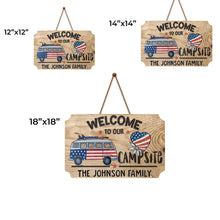 Load image into Gallery viewer, Personalized Wooden Camper Van Sign Custom Family Heart Gift
