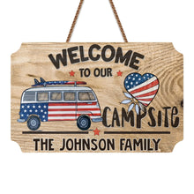 Load image into Gallery viewer, Personalized Wooden Camper Van Sign Custom Family Heart Gift
