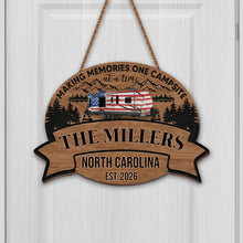 Load image into Gallery viewer, Personalized Wood Sign Custom Name Camping Gift for Family
