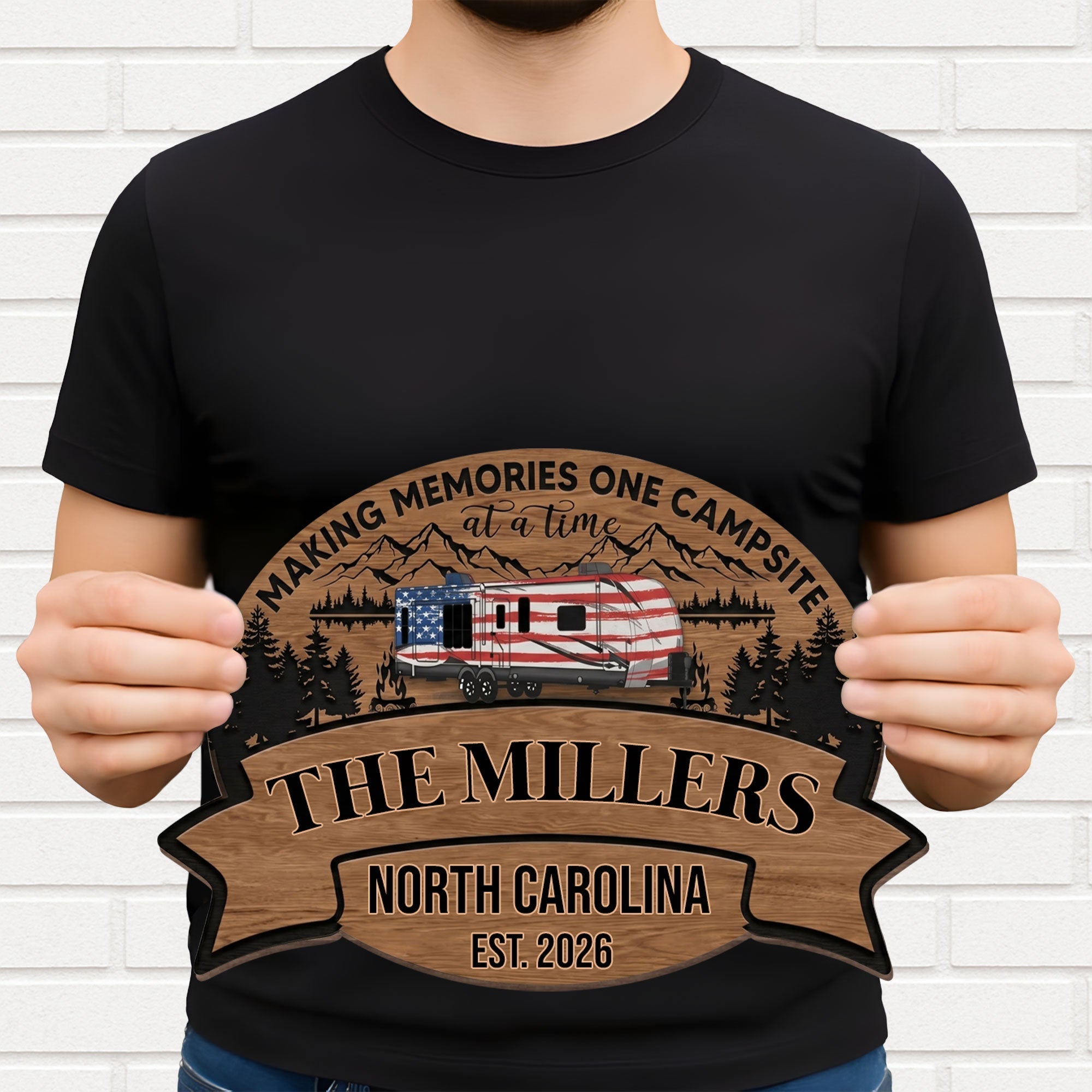 Personalized Wood Sign Custom Name Camping Gift for Family