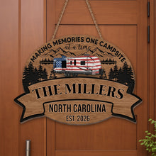 Load image into Gallery viewer, Personalized Wood Sign Custom Name Camping Gift for Family
