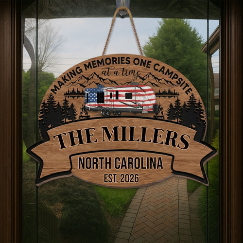 Personalized Wood Sign Custom Name Camping Gift for Family