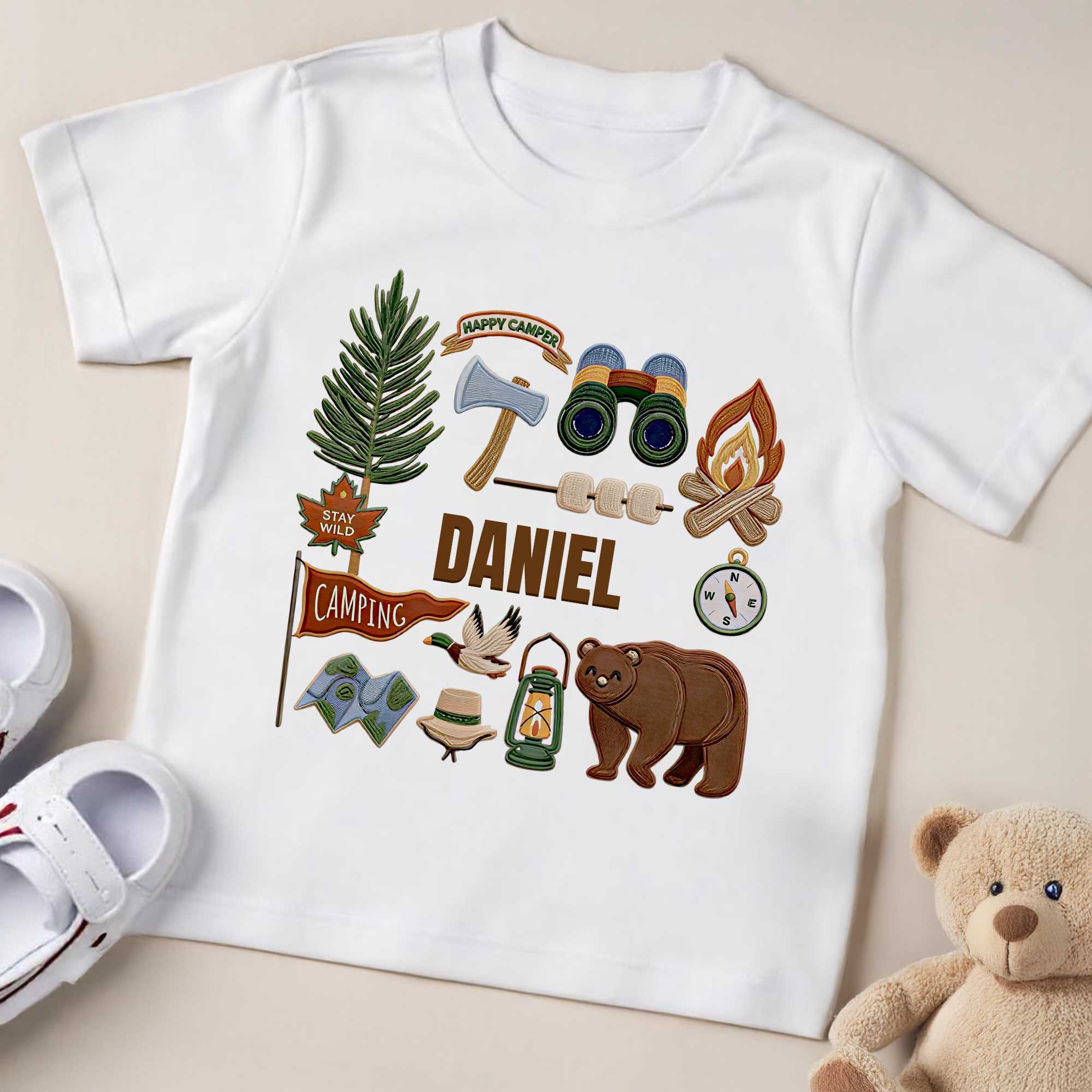 Personalized Cotton Youth T-Shirt Happy Camper Gift for Kids