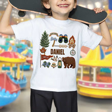 Load image into Gallery viewer, Personalized Cotton Youth T-Shirt Happy Camper Gift for Kids
