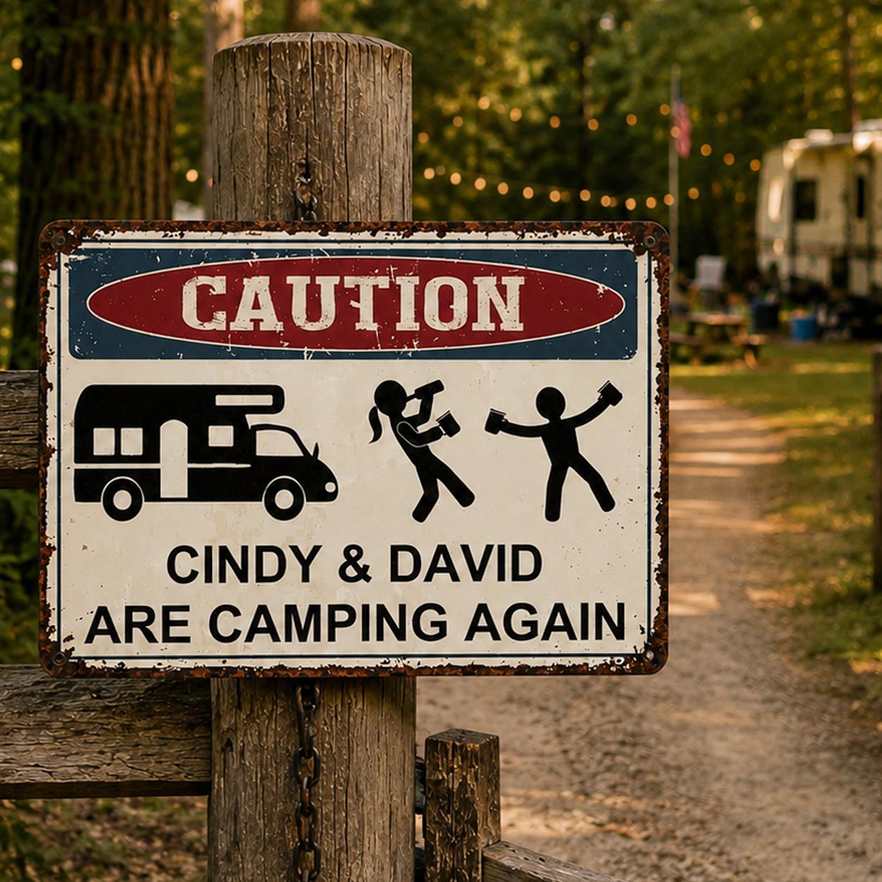 Personalized Metal Sign Custom Name Camping Gift for Him