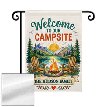 Load image into Gallery viewer, Personalized Double-Sided Garden Flag Custom Family Name Welcome to Our Campsite
