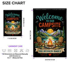 Load image into Gallery viewer, Personalized Double-Sided Garden Flag Custom Family Name Welcome to Our Campsite

