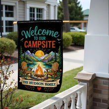 Load image into Gallery viewer, Personalized Double-Sided Garden Flag Custom Family Name Welcome to Our Campsite

