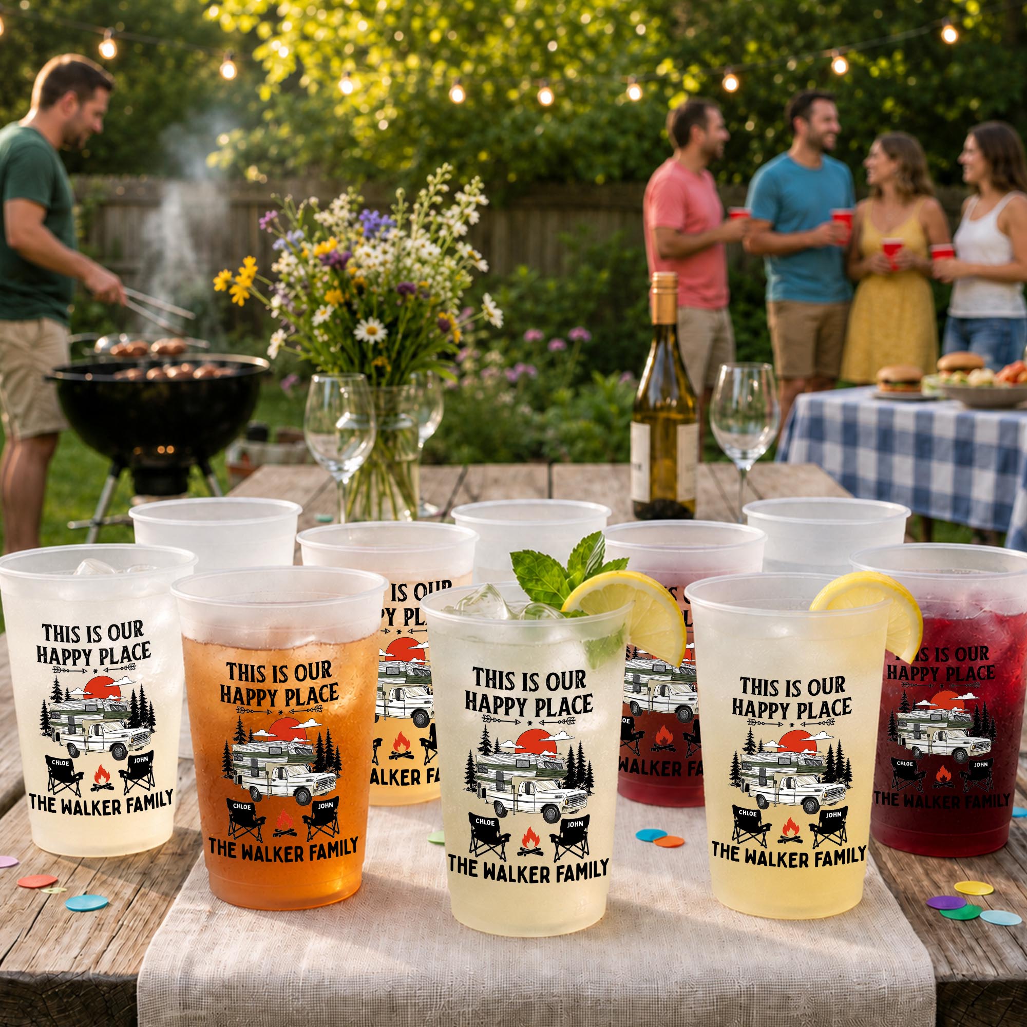 Personalized Frosted Cups Custom Family Name Campfire Gift