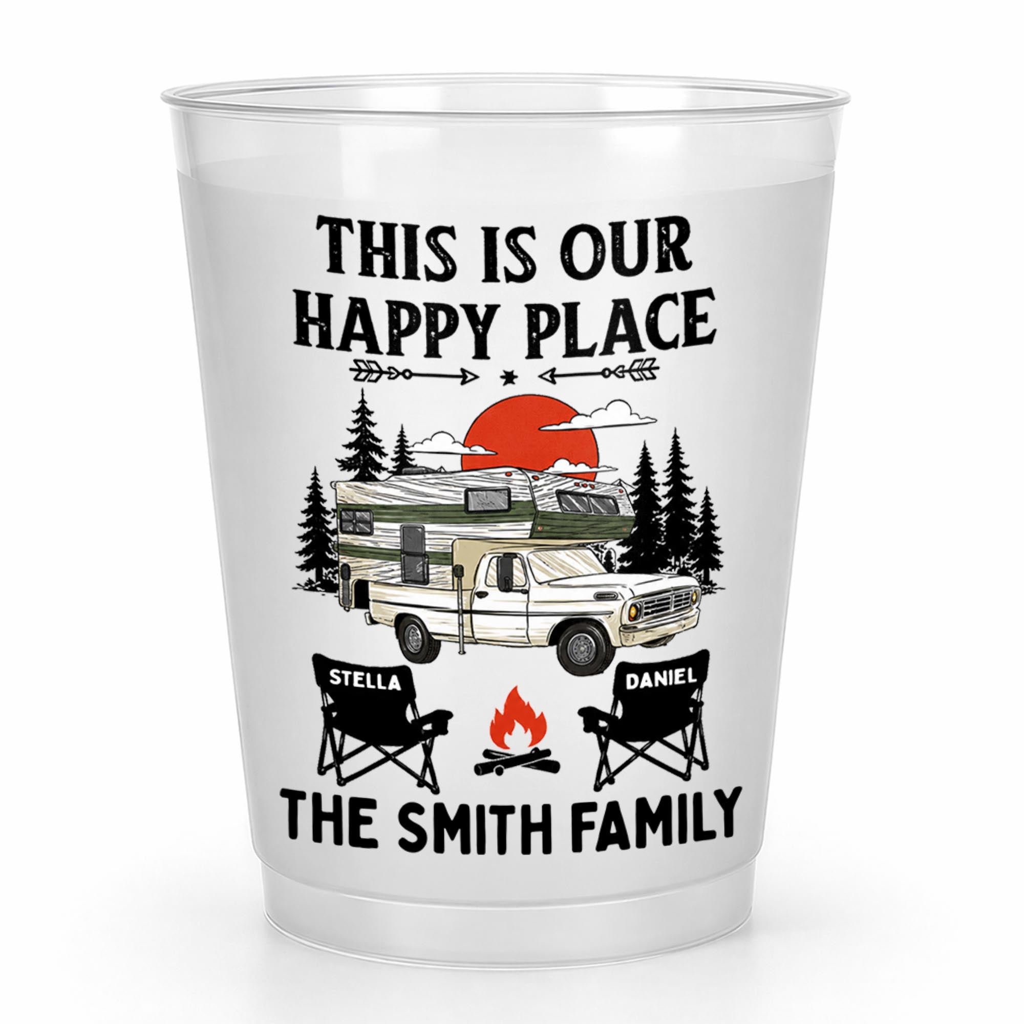 Personalized Frosted Cups Custom Family Name Campfire Gift