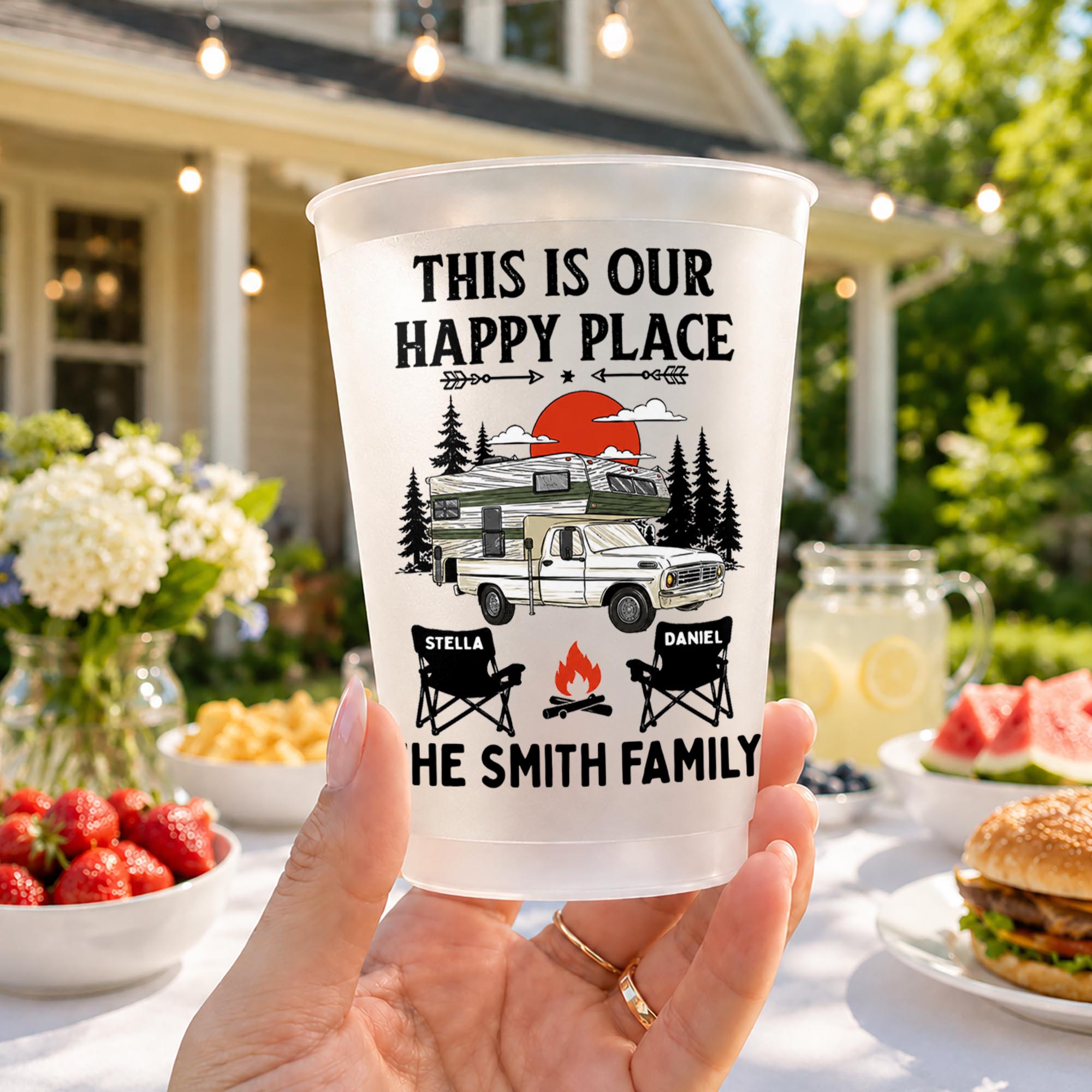 Personalized Frosted Cups Custom Family Name Campfire Gift