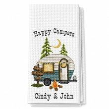 Load image into Gallery viewer, Personalized Kitchen Towel Happy Campers Vintage Camper Gift
