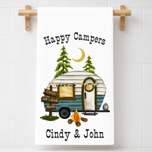 Load image into Gallery viewer, Personalized Kitchen Towel Happy Campers Vintage Camper Gift
