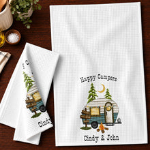 Load image into Gallery viewer, Personalized Kitchen Towel Happy Campers Vintage Camper Gift
