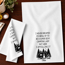 Load image into Gallery viewer, Personalized Kitchen Towel Unique Camping Gift for Her
