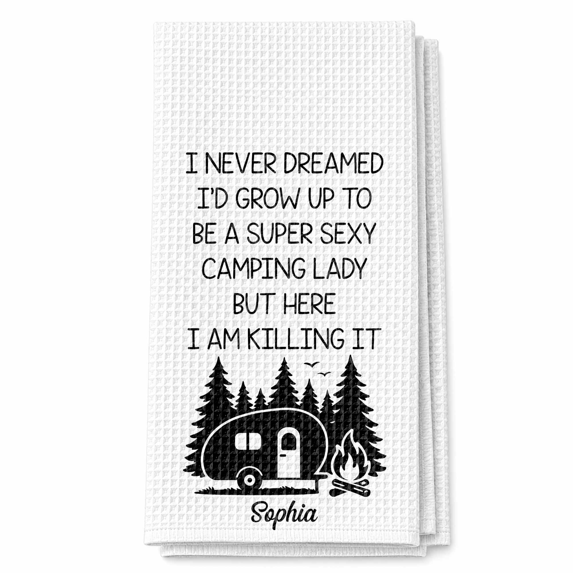 Personalized Kitchen Towel Unique Camping Gift for Her