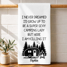Load image into Gallery viewer, Personalized Kitchen Towel Unique Camping Gift for Her
