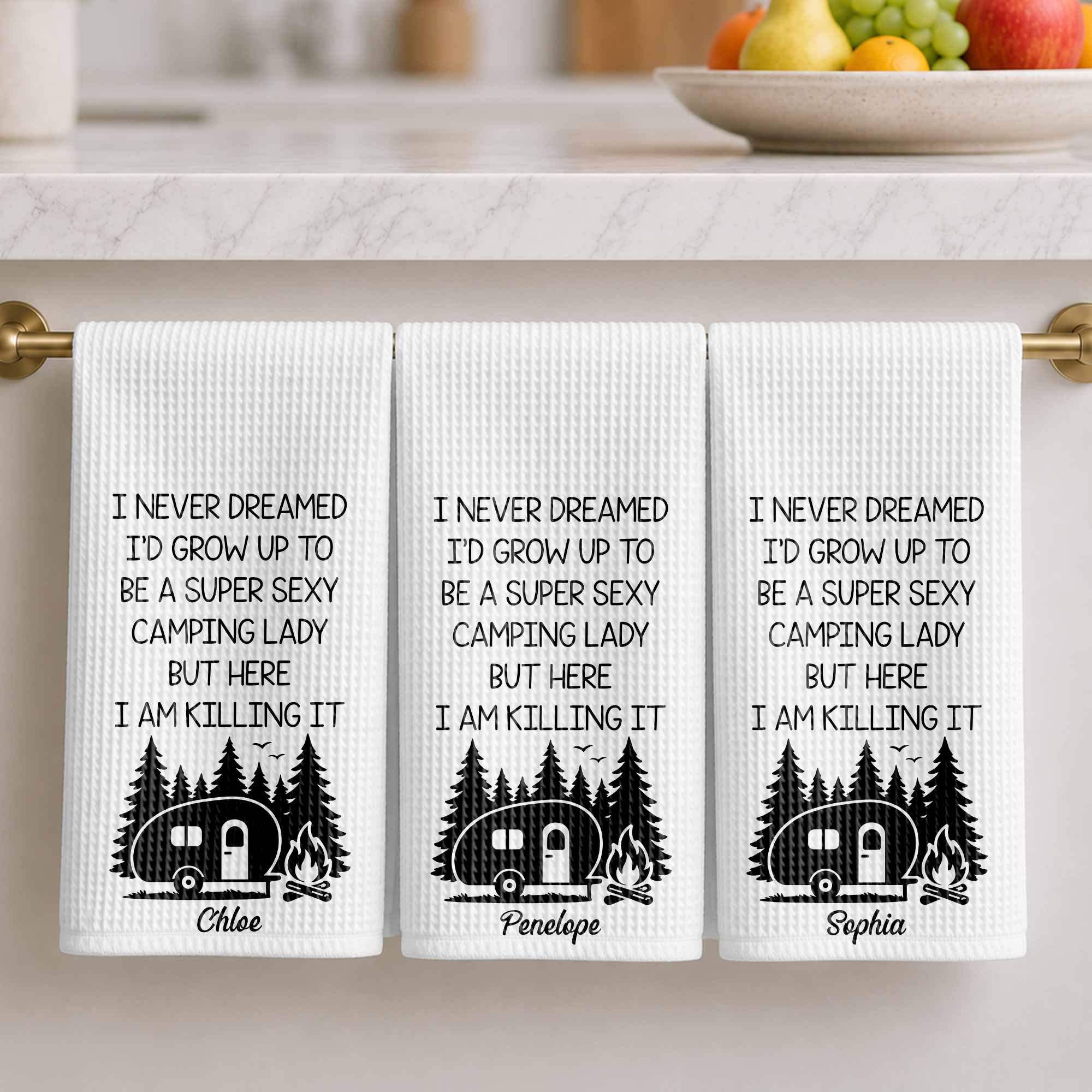 Personalized Kitchen Towel Unique Camping Gift for Her