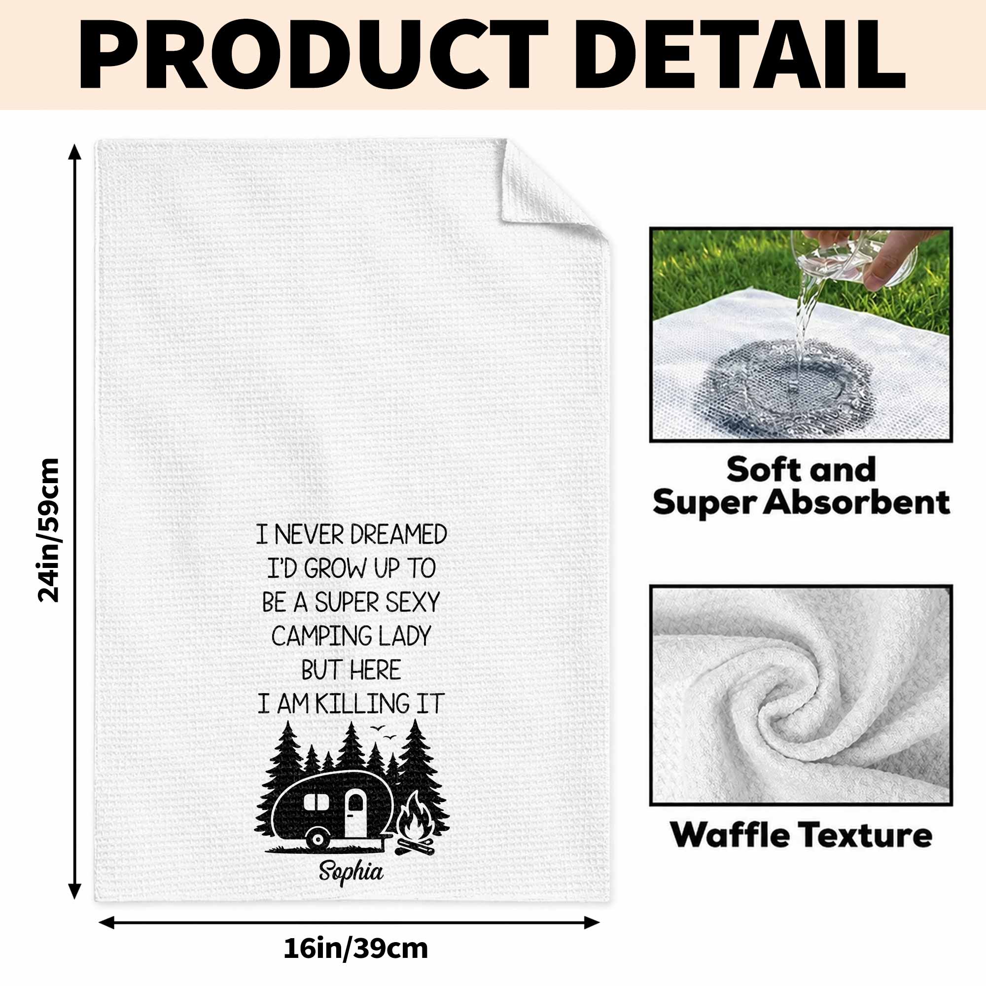 Personalized Kitchen Towel Unique Camping Gift for Her