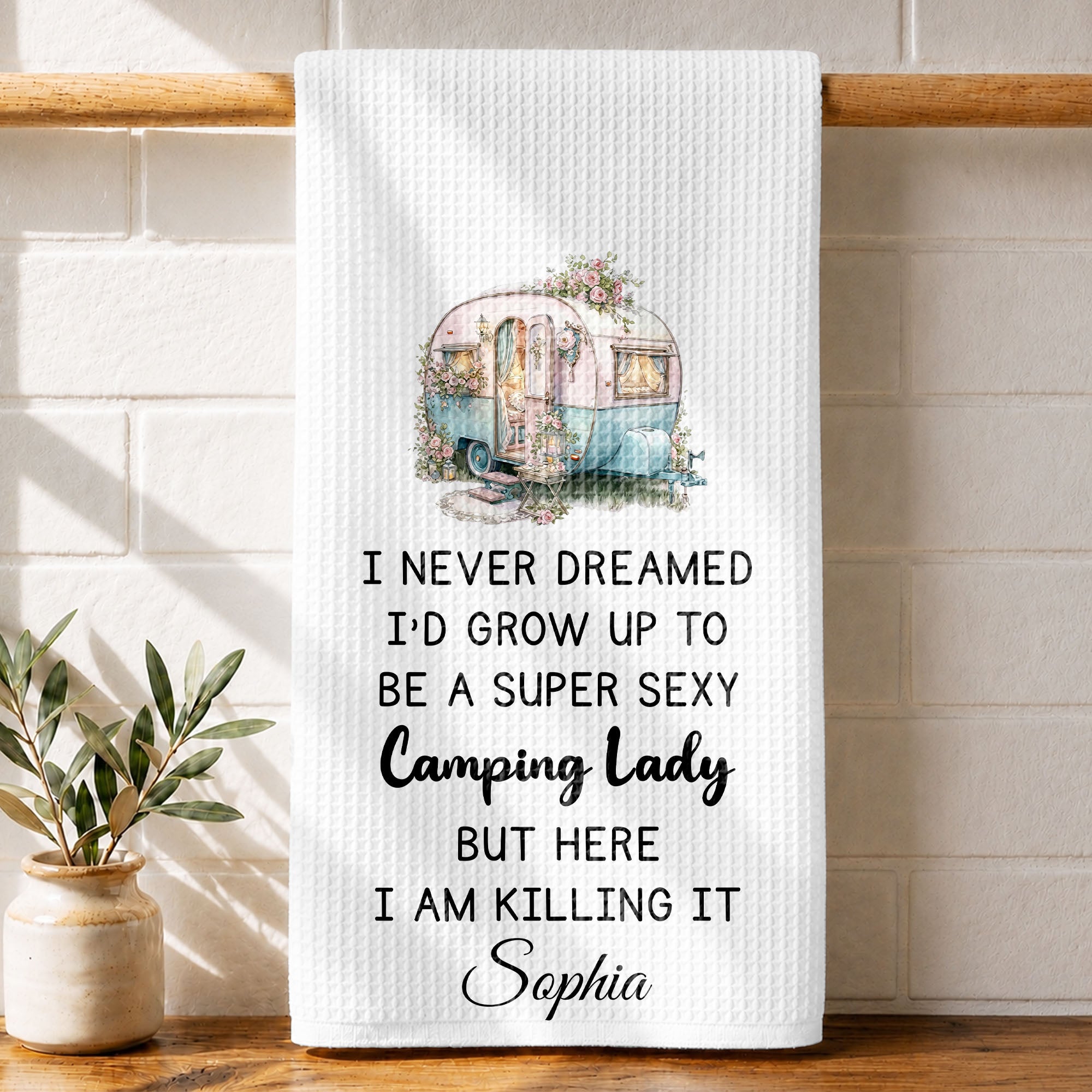 Personalized Kitchen Towel Vintage Camper Gift for Camping Lovers