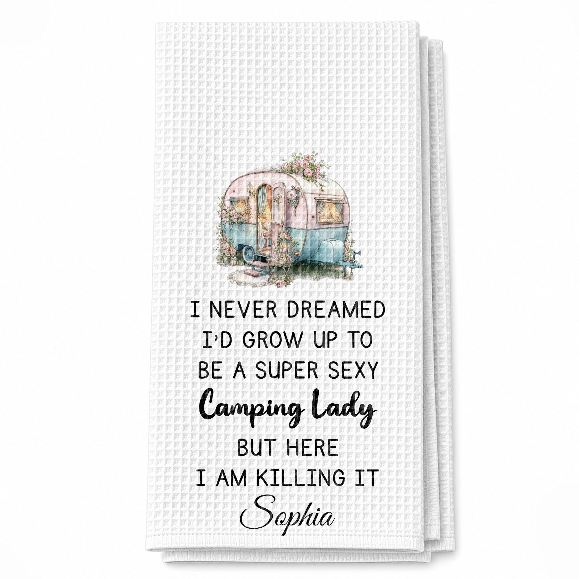 Personalized Kitchen Towel Vintage Camper Gift for Camping Lovers