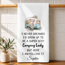 Load image into Gallery viewer, Personalized Kitchen Towel Vintage Camper Gift for Camping Lovers
