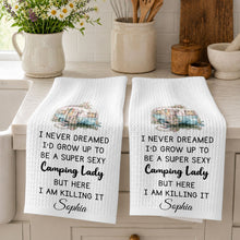 Load image into Gallery viewer, Personalized Kitchen Towel Vintage Camper Gift for Camping Lovers
