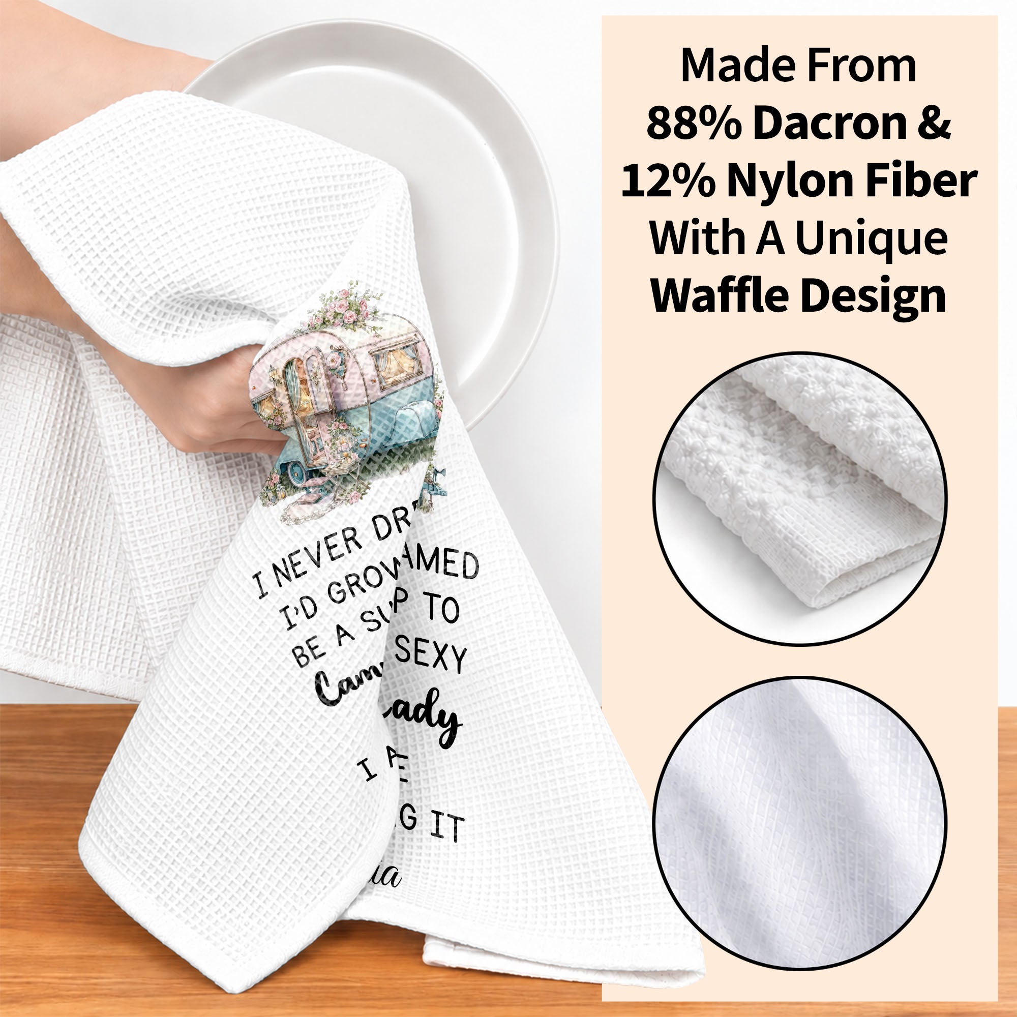 Personalized Kitchen Towel Vintage Camper Gift for Camping Lovers