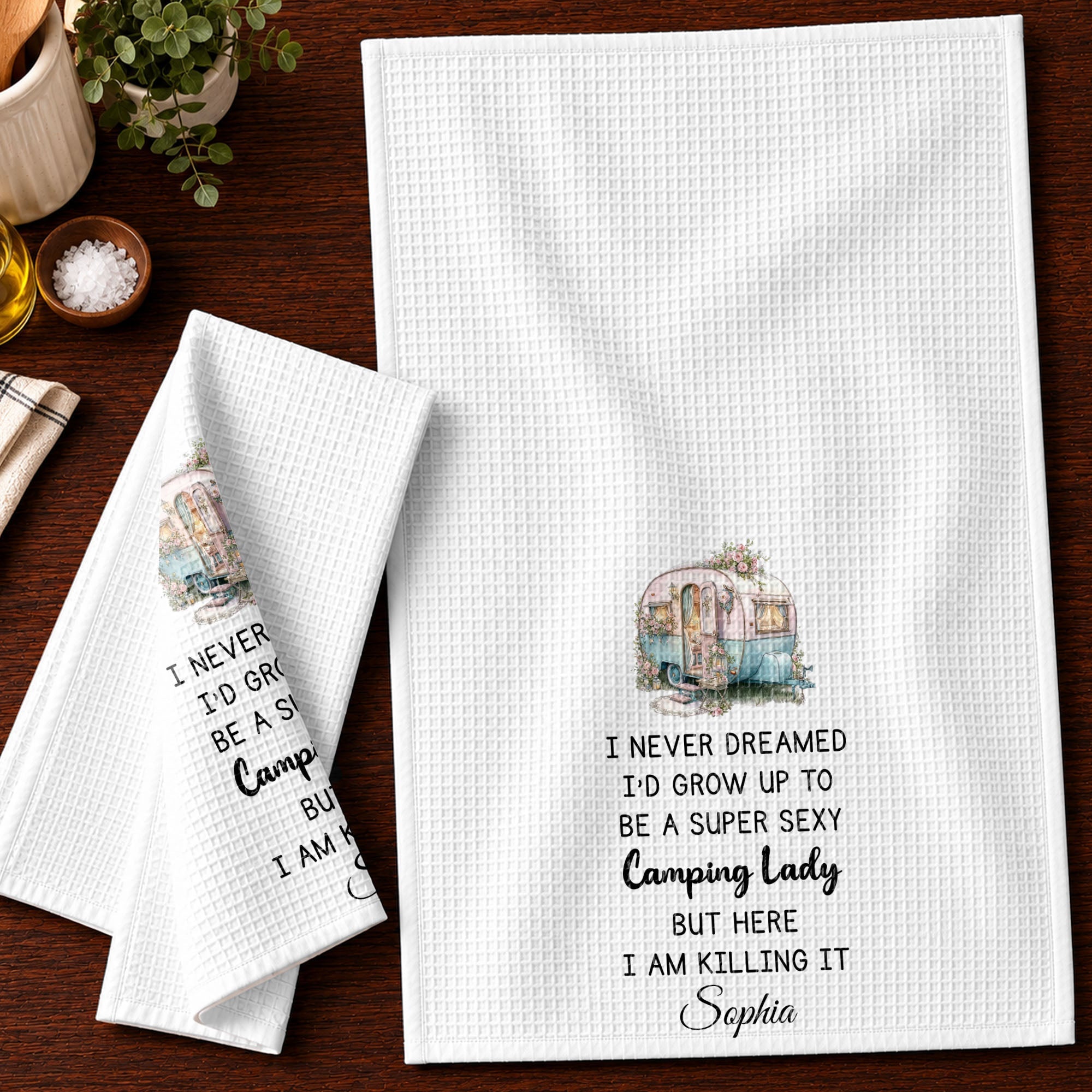 Personalized Kitchen Towel Vintage Camper Gift for Camping Lovers