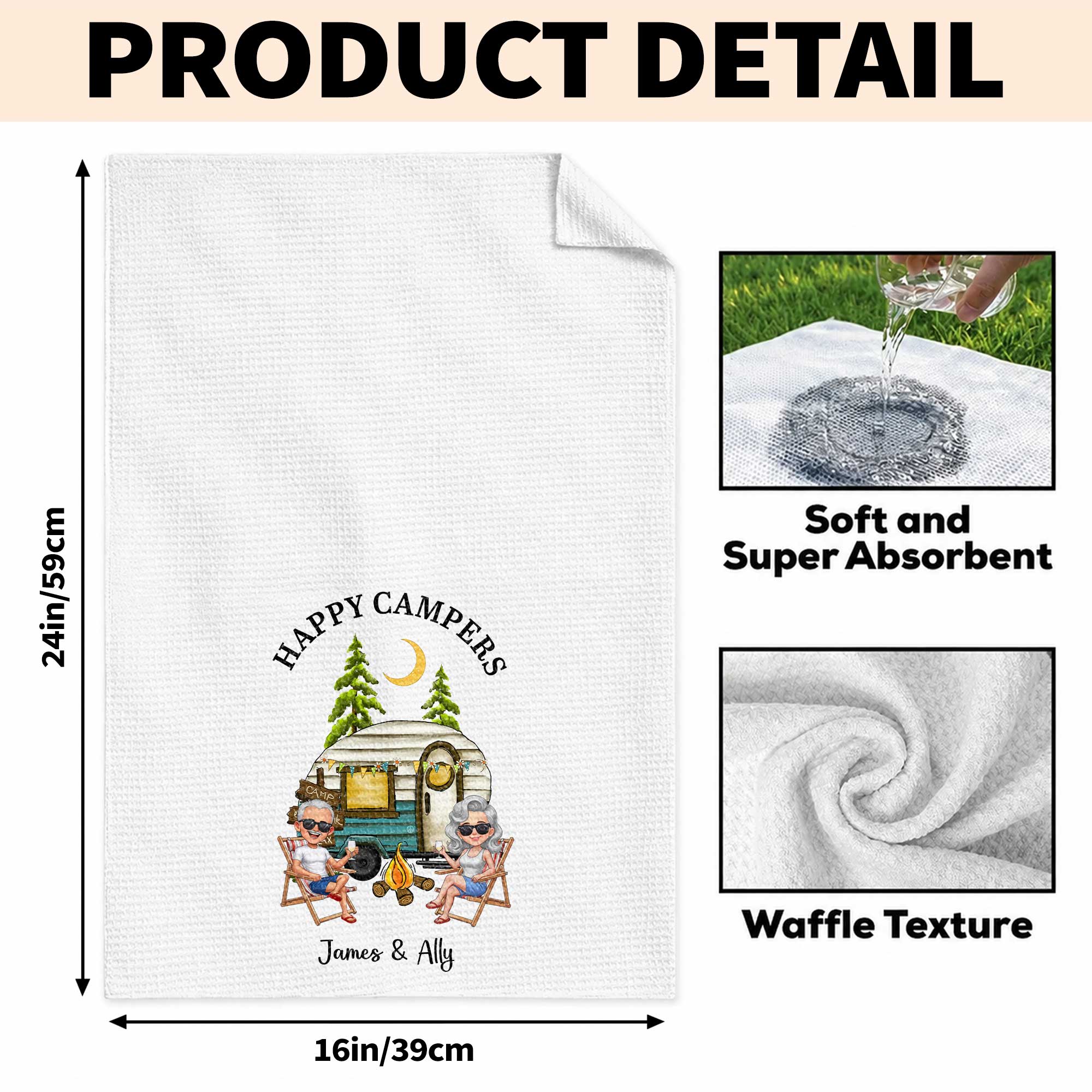 Personalized Kitchen Towel Custom Couple Gift with Camper Van