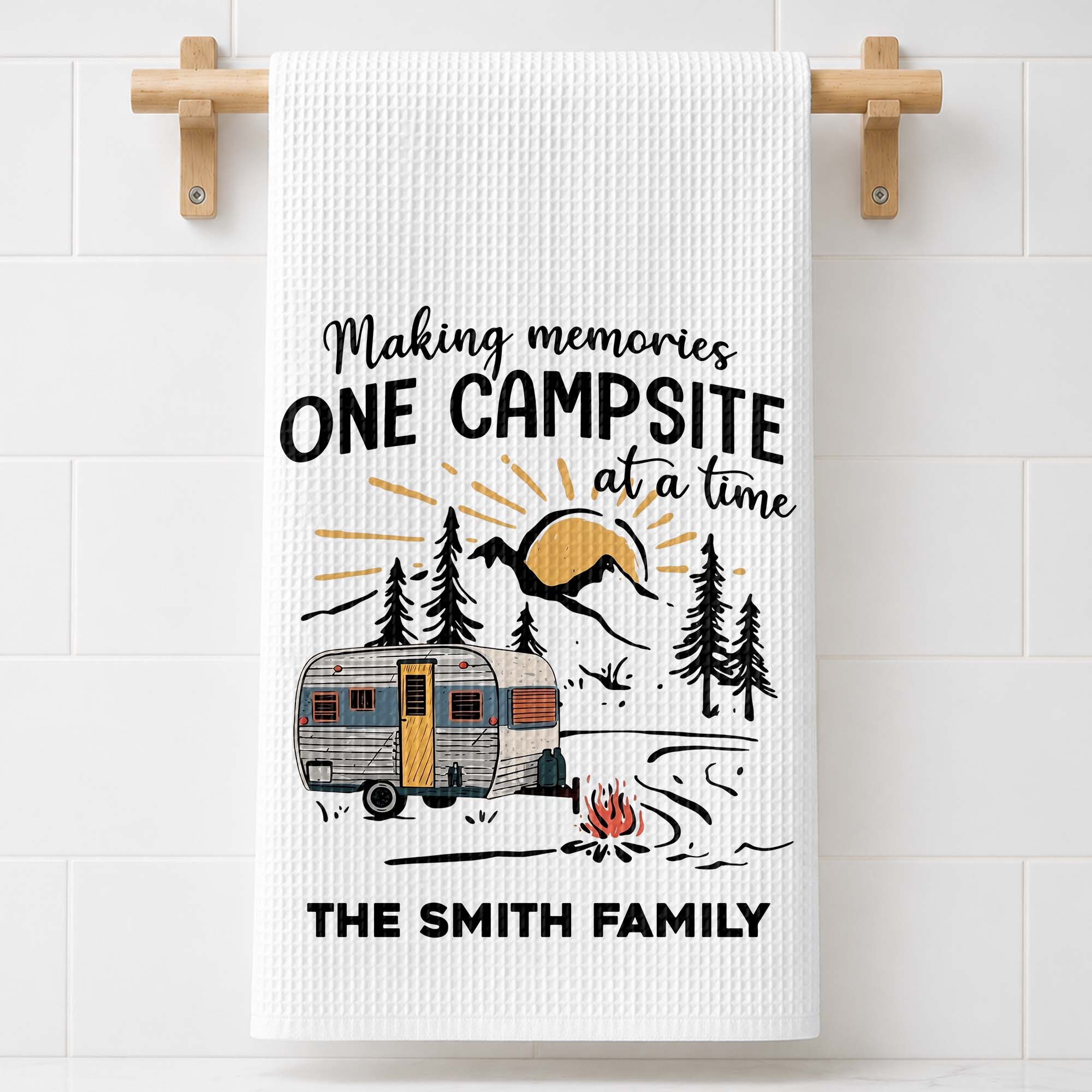 Personalized Kitchen Towel Custom Family Name Camping Gift