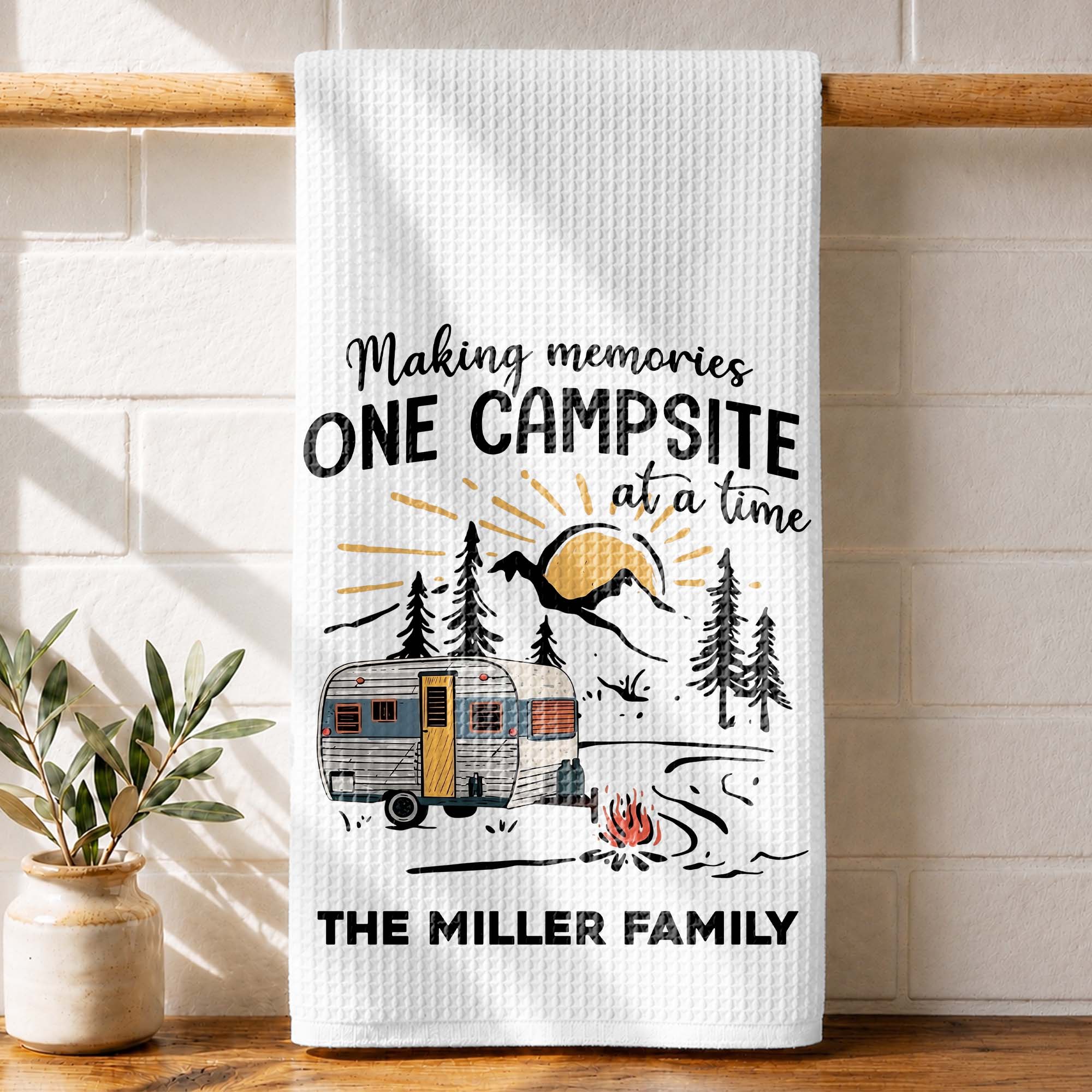 Personalized Kitchen Towel Custom Family Name Camping Gift