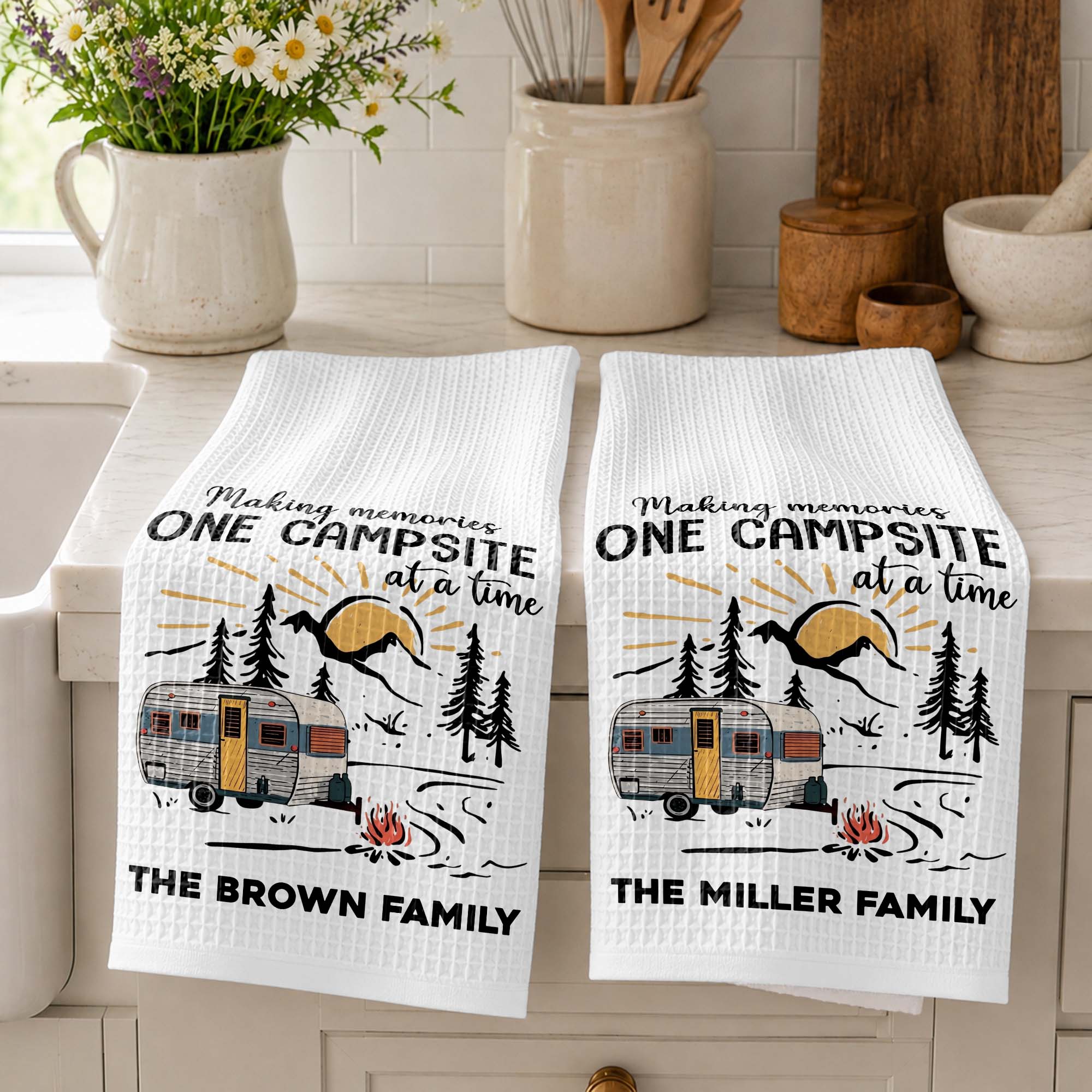 Personalized Kitchen Towel Custom Family Name Camping Gift