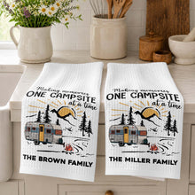 Load image into Gallery viewer, Personalized Kitchen Towel Custom Family Name Camping Gift
