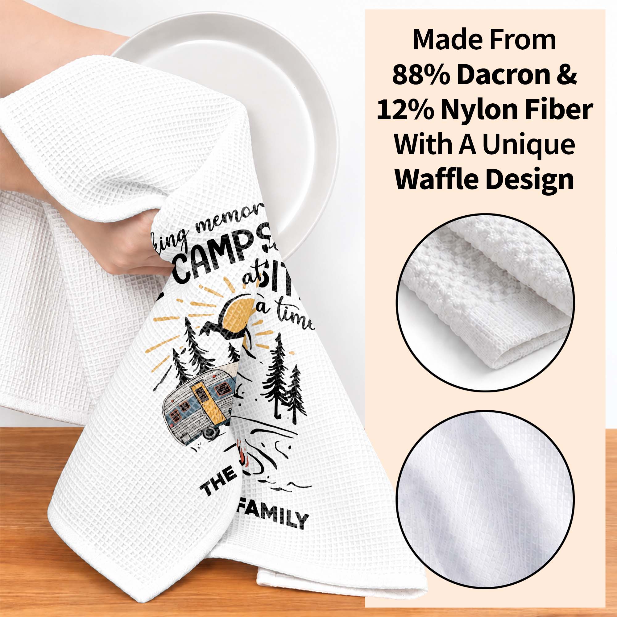 Personalized Kitchen Towel Custom Family Name Camping Gift