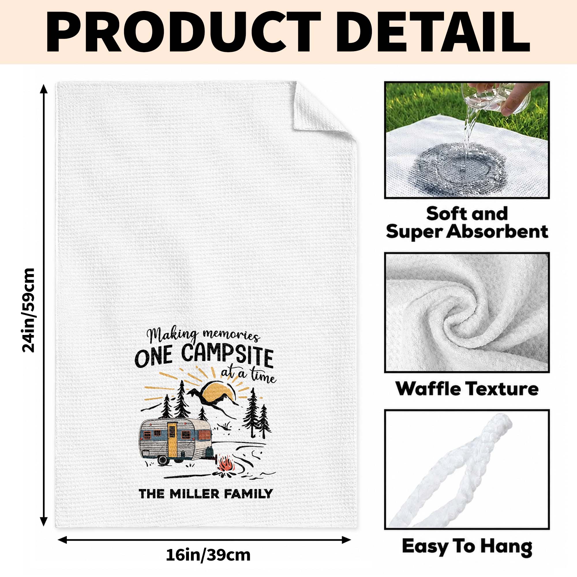 Personalized Kitchen Towel Custom Family Name Camping Gift