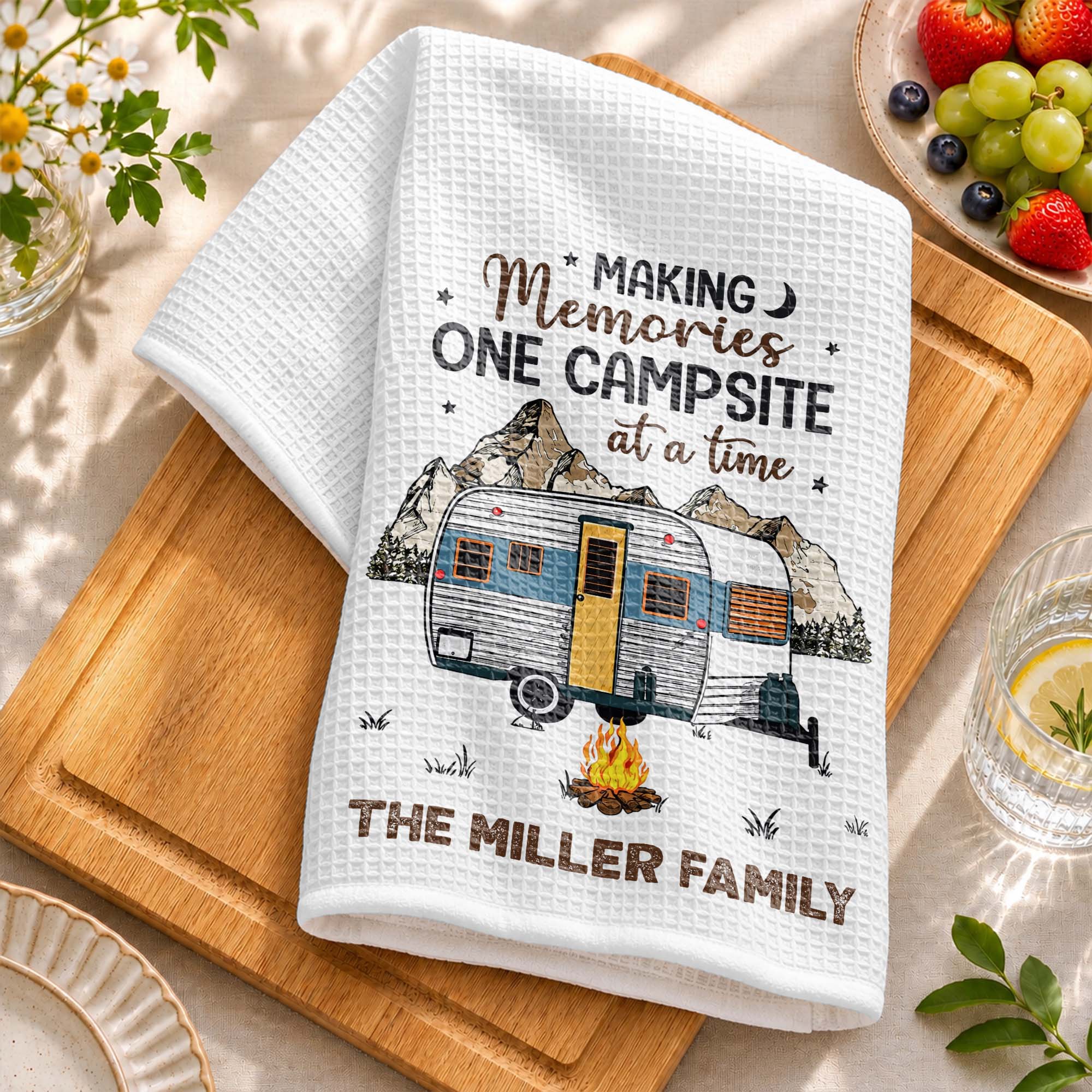 Personalized Kitchen Towel for Couples Custom Camper Design